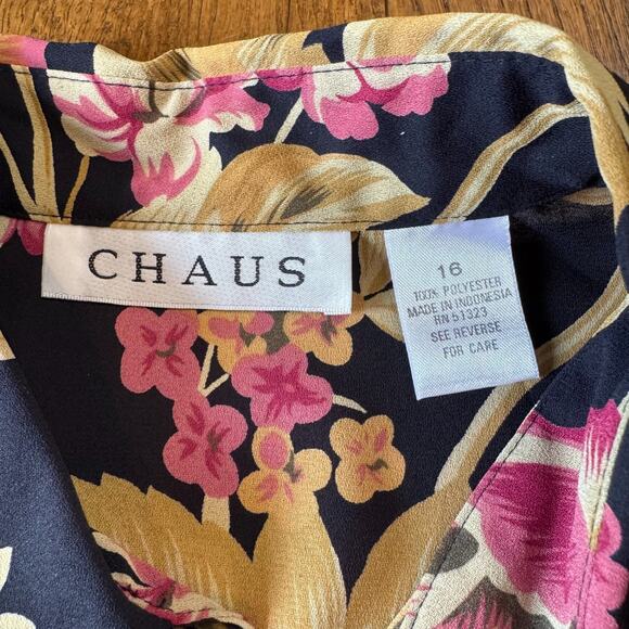 NWT Chaus Womens Button Up Blouse & Skirt Set Sz 16 Black Floral Business career - Picture 3 of 11